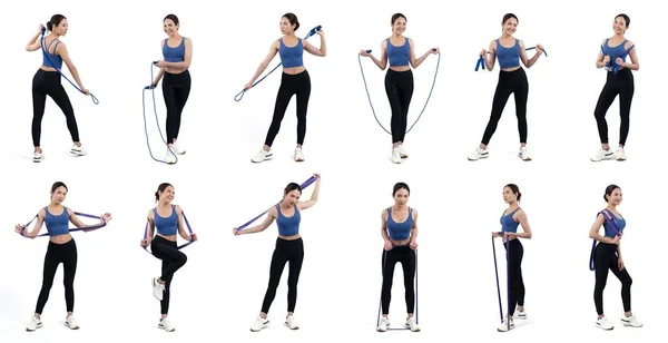 Coleção Treinamento Exercícios Corporais Com Postura Exercício Para Mulher Atlética — Fotografia de Stock