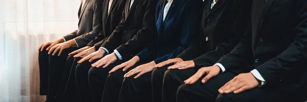 Asian Job Applicant Waiting Line Good Manners Hand Gesture Identical — Stock Photo, Image