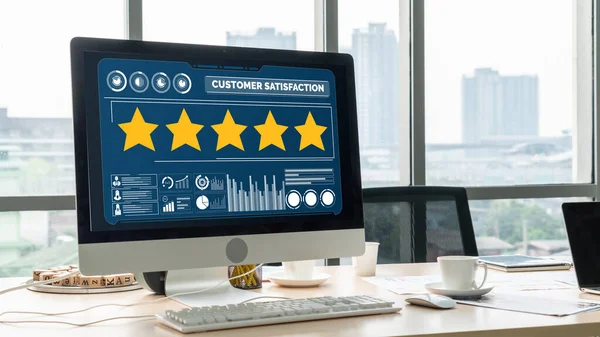 Customer Satisfaction Evaluation Analysis Modish Software Computer Marketing Strategy Planning — Stock Photo, Image