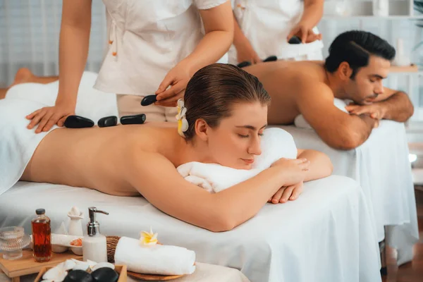 Hot Stone Massage Spa Salon Luxury Resort Day Light Serenity — Stock Photo, Image