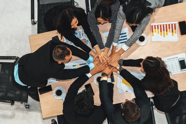 Happy Business People Celebrate Teamwork Success Together Joy Office Table — Stock Photo, Image