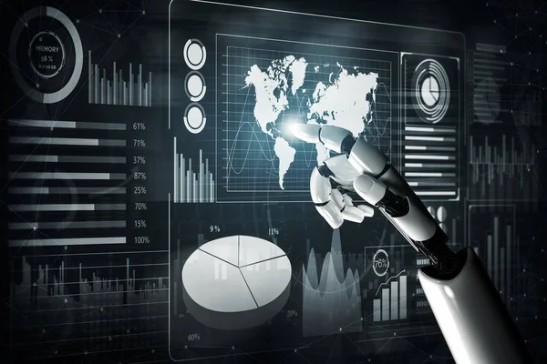 Futurisztikus Robot Technológia Fejlesztés Mesterséges Intelligencia Gépi Tanulás Koncepció Globális — Stock Fotó