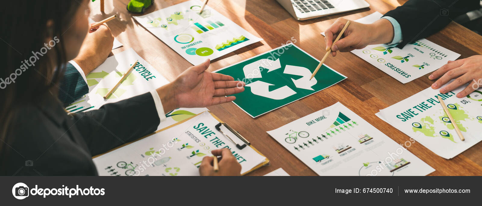 Group Business People Planning Discussing Recycle Reduce Reuse Policy ...