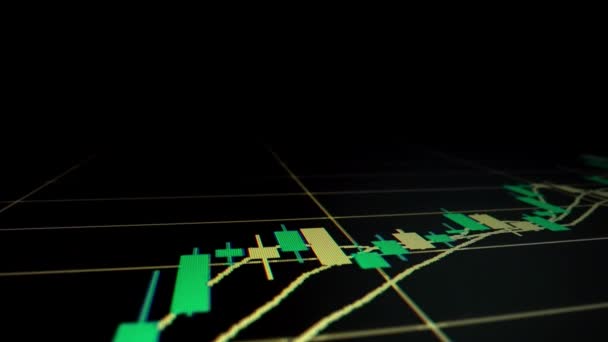 ดการเคล อนไหวช อตแมโครของกราฟห แสดงบนหน าจอ Led แสดงแผนภ การเจร ญเต บโตเป — วีดีโอสต็อก