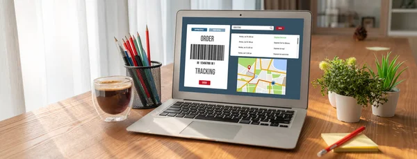 stock image Delivery tracking system for e-commerce and modish online business to timely goods transportation and delivery