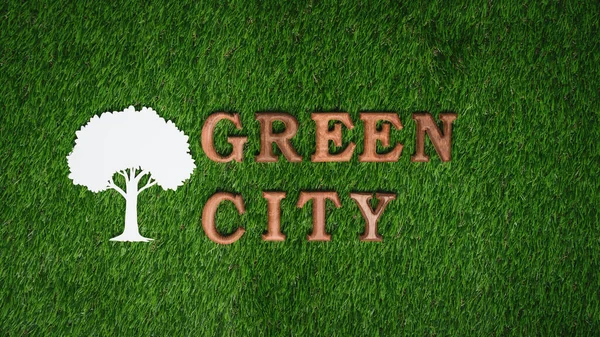 Campanha Conscientização Ambiental Mostra Mensagem Organizada Green City Biofílico Com — Fotografia de Stock