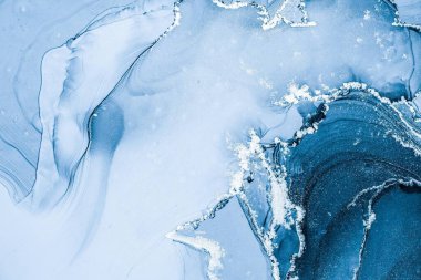 Mermer mürekkep soyut sanatının orijinal resmi. Örnek bir orjinal tablodan yüksek çözünürlüklü fotoğraf. Karargah kağıt dokusuna pürüzsüz mermer desen oluşturmak için soyut resim yapıldı.