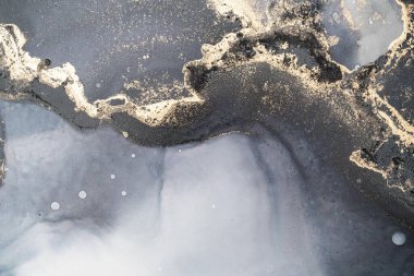 Mermer mürekkep soyut sanatının orijinal resmi. Örnek bir orjinal tablodan yüksek çözünürlüklü fotoğraf. Karargah kağıt dokusuna pürüzsüz mermer desen oluşturmak için soyut resim yapıldı.