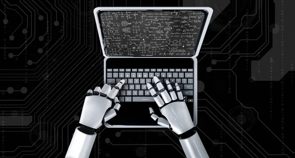 Robot Con Inteligencia Artificial Utilizando Software Computadora Modish Por Sistema — Foto de Stock
