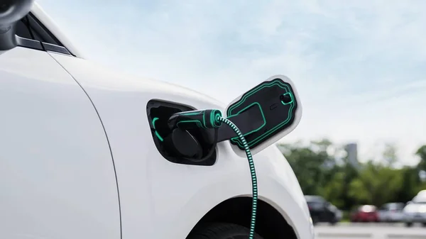 Electric Car Recharging Charger Charging Station Public Car Park Future — Stock Photo, Image