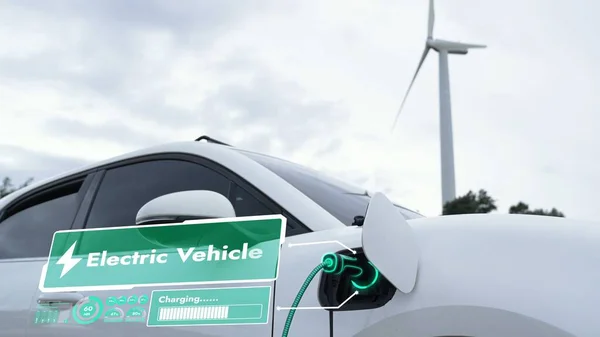 Elektrische Auto Opladen Energie Van Laadstation Display Futuristische Slimme Batterij — Stockfoto