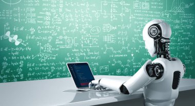 Yapay zekaya sahip yapay zekaya sahip yapay bilgisayar yazılımı kullanarak makine öğrenme sistemine sahip yapay robot.