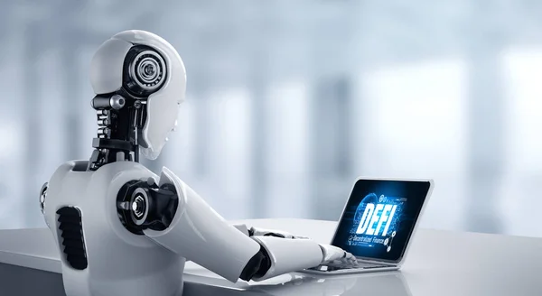 Robô Com Inteligência Artificial Usando Software Computador Modish Pelo Sistema — Fotografia de Stock