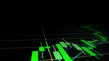 Yakın çekim makro çekim grafiği LED ekranda, büyüme grafiğini ekonomik patlama ya da boğa piyasa noktası konsepti olarak gösteriyor. Finansal yatırım için uygun pozitif borsa.