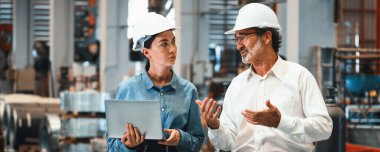 Fabrika müdürü ya da yardımcısı olan yönetici fabrika turuna çıkar ve ağır çelik endüstriyel makinelerin denetleme mühendisi olarak liderlik kalitesini inceler. Örnek Panorama