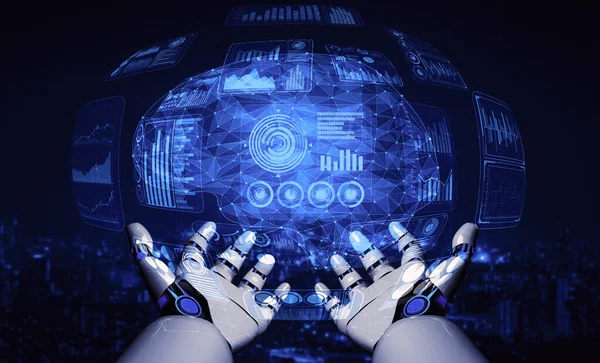 Rendering Künstliche Intelligenz Forschung Von Robotern Und Cyborg Entwicklung Für — Stockfoto