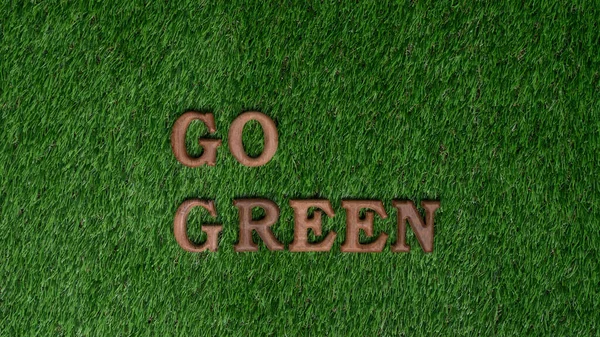 Green World Environment Friendly Effort Message Green Letters Arranged Promote — Stock Photo, Image