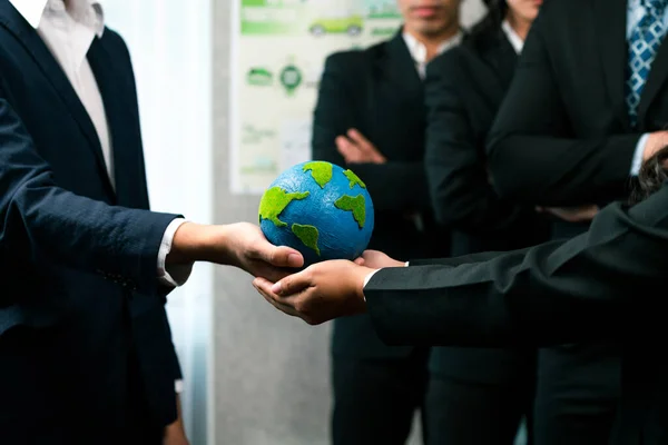 Top View Business People Holding Earth Together Synergy Team Building — Stock Photo, Image