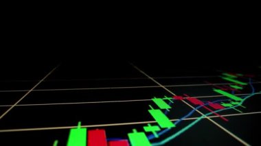 Yakın çekim makro çekim grafiği LED ekranda, büyüme grafiğini ekonomik patlama ya da boğa piyasa noktası konsepti olarak gösteriyor. Finansal yatırım için uygun pozitif borsa.