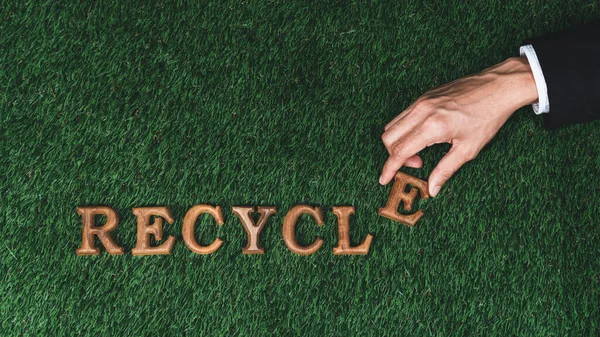 Environmental Awareness Campaign Showcase Arranged Hand Recycle Message Biophilic Green — Stock Photo, Image