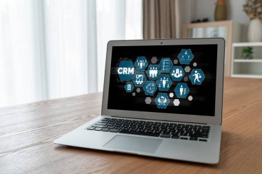 CRM işletme ve işletme için modern bilgisayarda müşteri ilişkileri yönetim sistemi