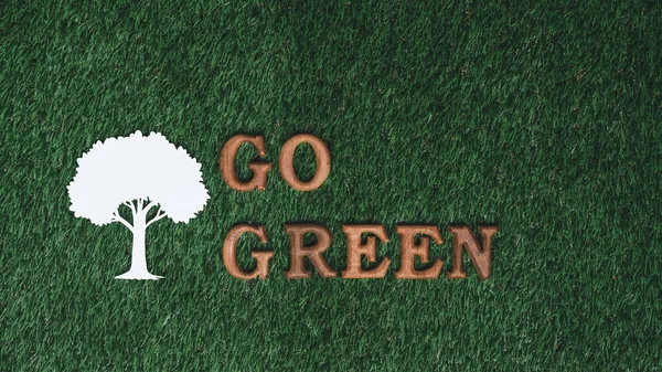 グリーンに行って環境にやさしい努力で世界を救う Greenのメッセージは バイオフィルクデザインの背景を持つ持続可能な未来のためのエコ意識を促進するために手配されました ガイヤー イングランド — ストック写真