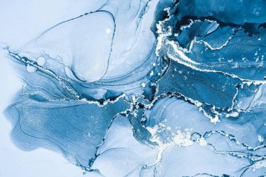 Mermer mürekkep soyut sanatının orijinal resmi. Örnek bir orjinal tablodan yüksek çözünürlüklü fotoğraf. Karargah kağıt dokusuna pürüzsüz mermer desen oluşturmak için soyut resim yapıldı.