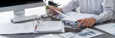 Ofis masasında hesap makinesi olan şirket denetçisi bütçesini hesaplıyor. Muhasebe şirketinin özel muhasebecisi gelir tahmini için finansal belgeleri analiz ediyor. İçgörü