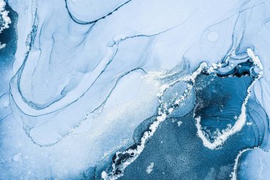 Mermer mürekkep soyut sanatının orijinal resmi. Örnek bir orjinal tablodan yüksek çözünürlüklü fotoğraf. Karargah kağıt dokusuna pürüzsüz mermer desen oluşturmak için soyut resim yapıldı.