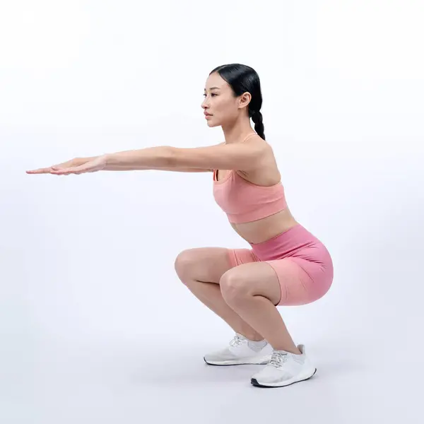 Tatkräftige Energische Frau Beim Sport Junge Athletische Asiatische Frau Kraft — Stockfoto