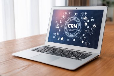 CRM işletme ve işletme için modern bilgisayarda müşteri ilişkileri yönetim sistemi