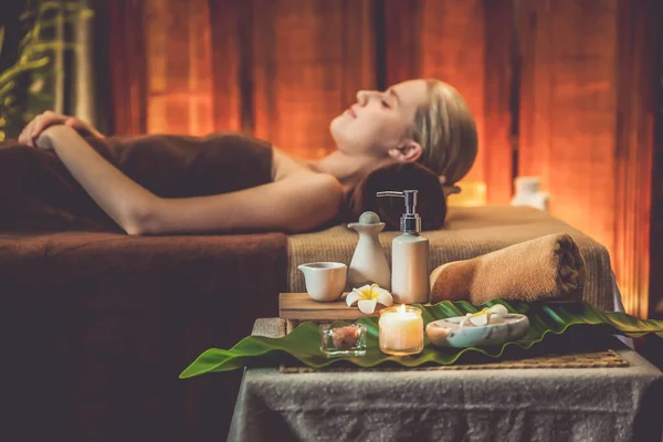 Aromaterapi Massage Atmosfär Eller Spa Salong Sammansättning Setup Med Fokus — Stockfoto