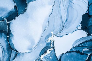 Mermer mürekkep soyut sanatının orijinal resmi. Örnek bir orjinal tablodan yüksek çözünürlüklü fotoğraf. Karargah kağıt dokusuna pürüzsüz mermer desen oluşturmak için soyut resim yapıldı.