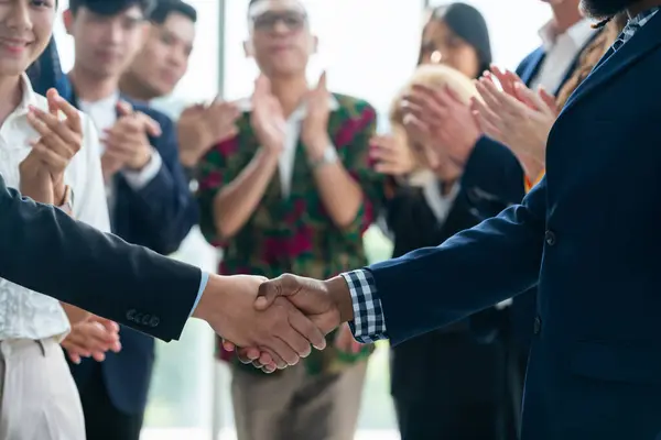 Cropped Image Businessmen Shaking Hand Making Contract Sign Agreement Cooperation — Stock Photo, Image