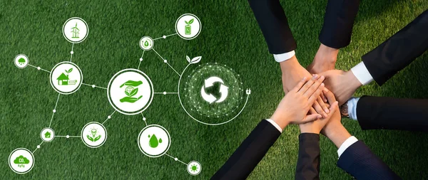 Business Partnership Join Hand Together Eco Design Icon Symbolize Esg — Stock Photo, Image