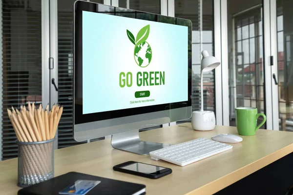 Zelená Obchodní Transformace Pro Modish Firemní Podnikání Poděkovat Ekologické Marketingové — Stock fotografie