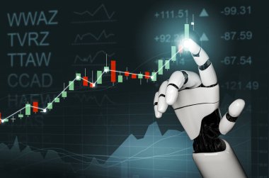 3D Rending Futuristic robot teknolojisi geliştirme, yapay zeka yapay zeka ve makine öğrenme konsepti. Gelecekteki insan hayatı için küresel robot biyonik bilim araştırması. 3B illüstrasyon