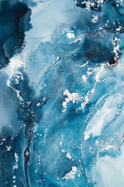 Mermer mürekkep soyut sanatının orijinal resmi. Örnek bir orjinal tablodan yüksek çözünürlüklü fotoğraf. Karargah kağıt dokusuna pürüzsüz mermer desen oluşturmak için soyut resim yapıldı.