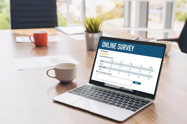 Online Survey Form Modish Digital Information Collection Internet Network — Stock Photo, Image