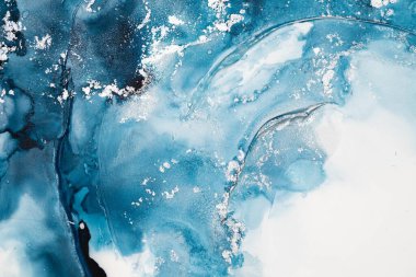 Mermer mürekkep soyut sanatının orijinal resmi. Örnek bir orjinal tablodan yüksek çözünürlüklü fotoğraf. Karargah kağıt dokusuna pürüzsüz mermer desen oluşturmak için soyut resim yapıldı.