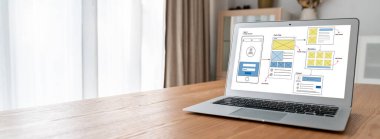 Model mobil uygulama ve web sitesi için UX UI tasarım süreci. Profesyonel uygulama geliştiricisi için kablo grafiğinin yaratıcı prototipi .