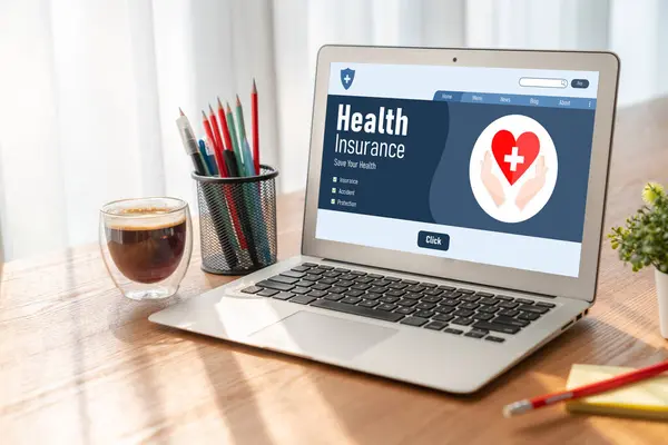 Krankenversicherungs Website Modernes Registrierungssystem Für Einfaches Ausfüllen Von Formularen — Stockfoto