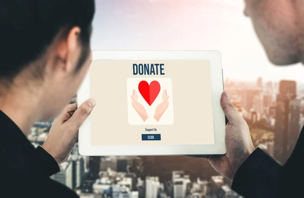 Plataforma Donación Línea Ofrecen Sistema Envío Dinero Modish Para Las — Foto de Stock