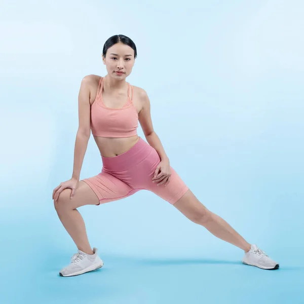 Jeune Femme Asiatique Attrayante Vêtements Sport Étirement Avant Routine Exercice — Photo