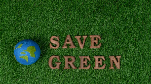 木字母表在生态意识运动中安排了Eco图标设计的绿色草本植物背景 以促进环境保护 促进绿色和可持续的未来 — 图库照片