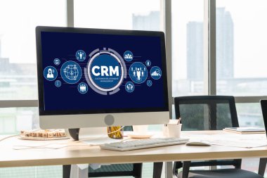 CRM işletme ve işletme için modern bilgisayarda müşteri ilişkileri yönetim sistemi
