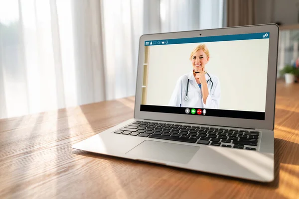 Doctor Βιντεοκλήση Απευθείας Σύνδεση Modish Εφαρμογή Λογισμικού Τηλεϊατρικής Για Εικονική — Φωτογραφία Αρχείου