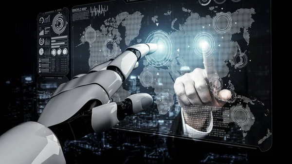Rendering Intelligenza Artificiale Ricerca Robot Sviluppo Cyborg Futuro Delle Persone — Foto Stock