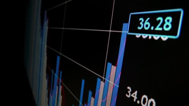 Yakın Çekim Makro Çekim Grafiği Led Ekranda Büyüme Grafiğini Ekonomik — Stok video