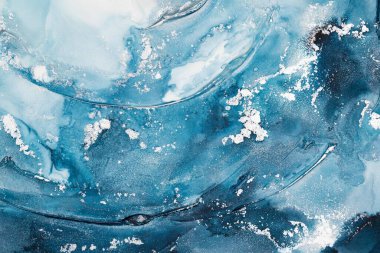 Mermer mürekkep soyut sanatının orijinal resmi. Örnek bir orjinal tablodan yüksek çözünürlüklü fotoğraf. Karargah kağıt dokusuna pürüzsüz mermer desen oluşturmak için soyut resim yapıldı.